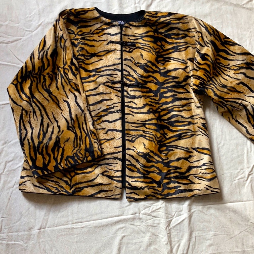 Tiger striped Boho faux fur lightweight jacket
